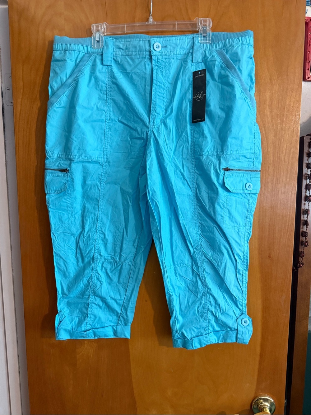 Sag Harbor Bright Turquoise Cargo Capris